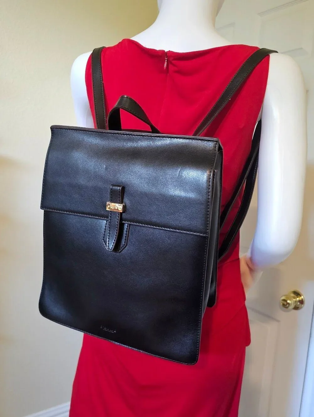 SAIME Black Leather Backpack